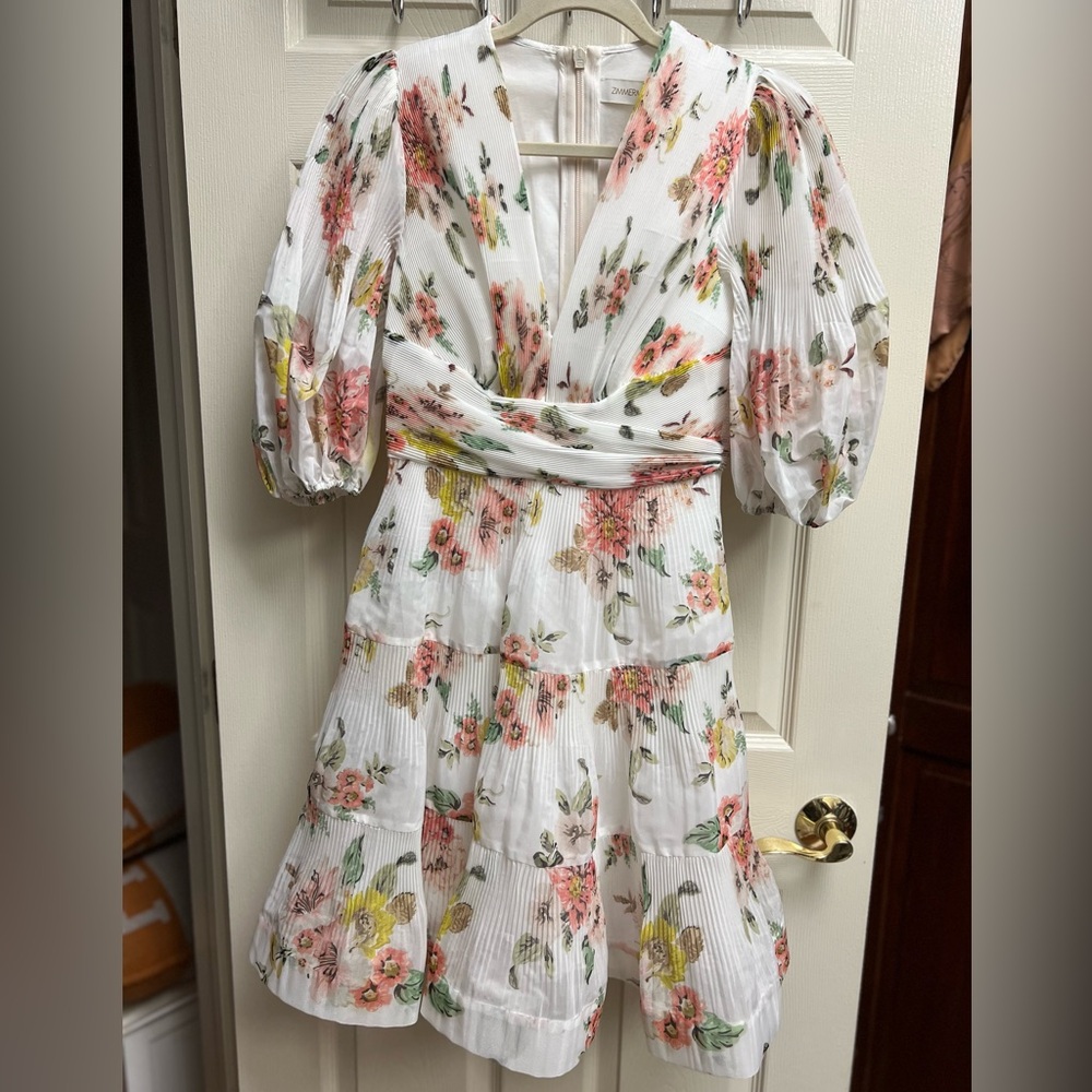 NWT Zimmerman floral pleated mini dress size 0 US 4